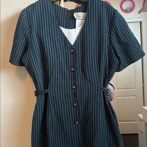 Vintage Teal and Black Striped Dress haunted mansion, cosplay.